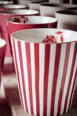 Kaffeetassen|Pip Studio Royal Stripes Tasse Dunkel Rosa