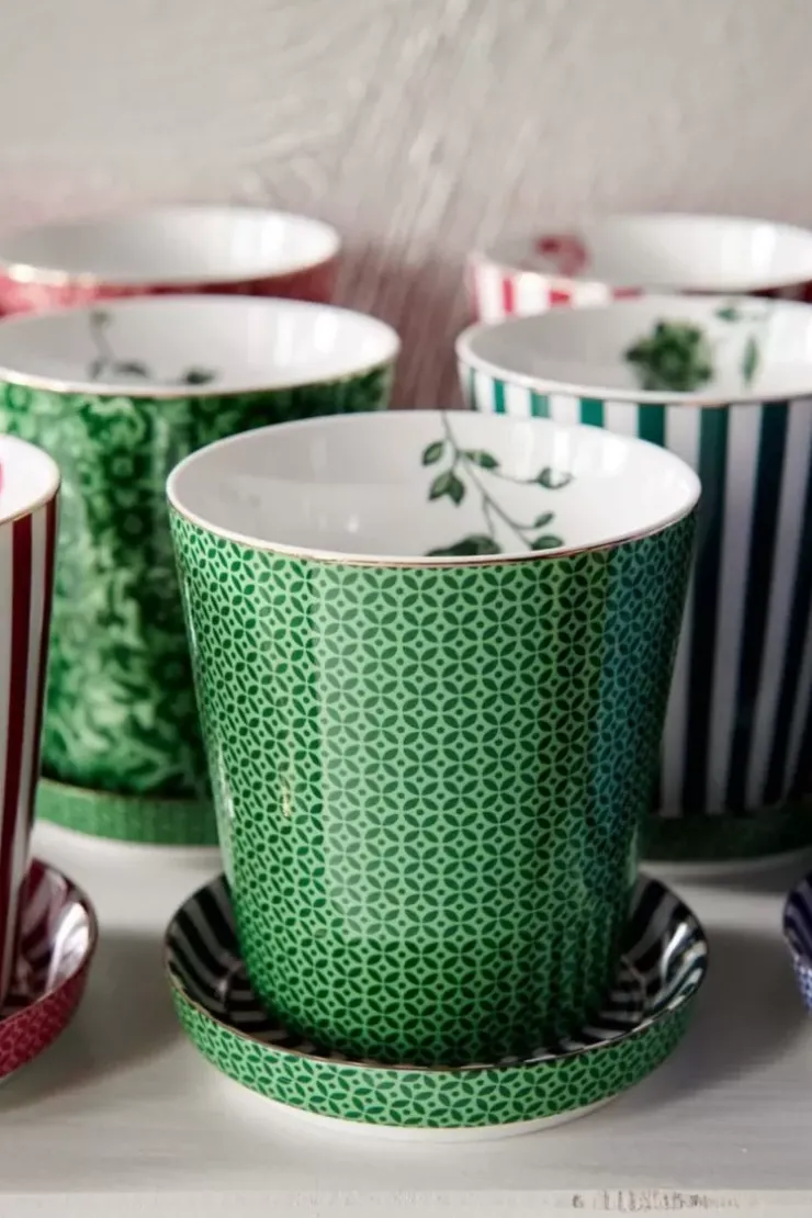 Porzellan Sets|Pip Studio Royal Stripes Tasse Fliesen & Teebeutelablage Grun