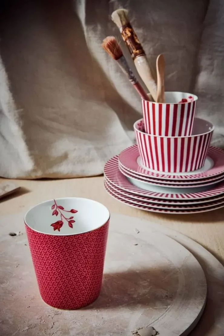 Kaffeetassen|Pip Studio Royal Stripes Tasse Fliesen Dunkel Rosa