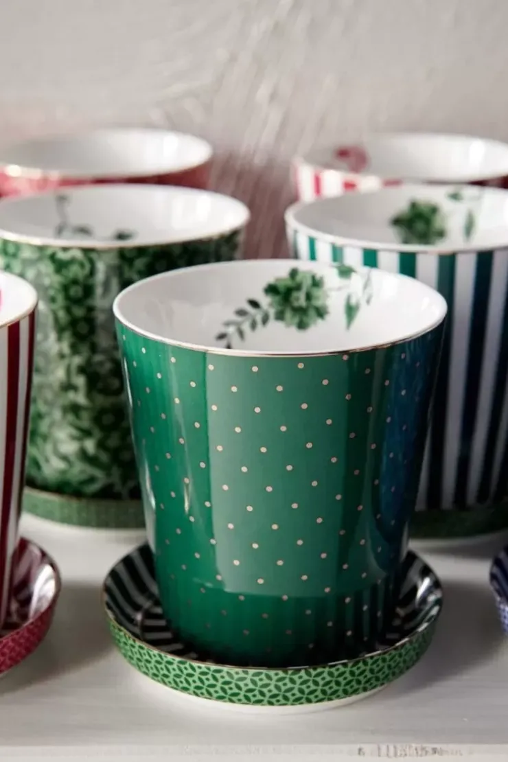 Porzellan Sets|Pip Studio Royal Stripes Tasse Punkte & Teebeutelablage Grun