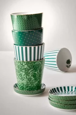 Porzellan Sets|Pip Studio Royal Stripes Tasse Punkte & Teebeutelablage Grun