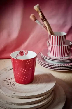 Kaffeetassen|Pip Studio Royal Stripes Tasse Punkte Dunkel Rosa
