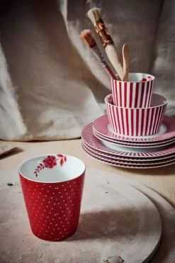 Kaffeetassen|Pip Studio Royal Stripes Tasse Punkte Dunkel Rosa