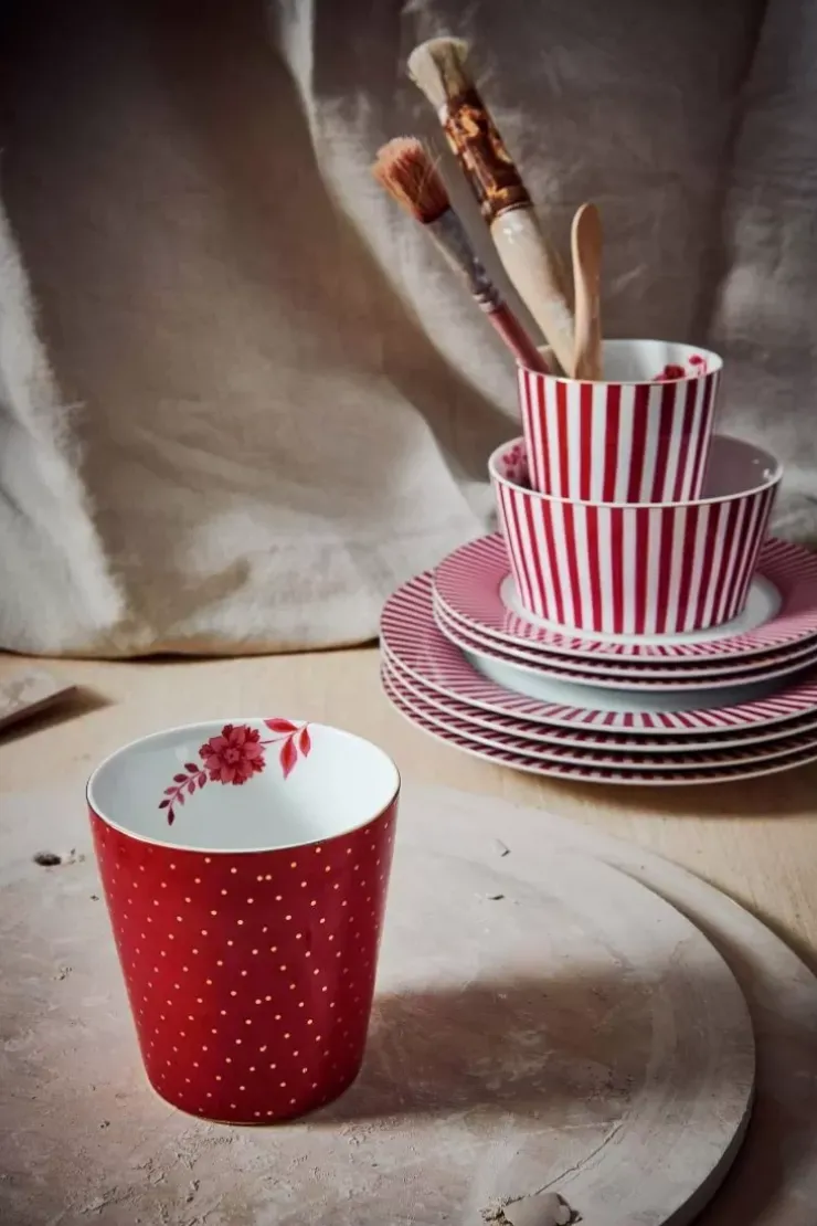 Kaffeetassen|Pip Studio Royal Stripes Tasse Punkte Dunkel Rosa