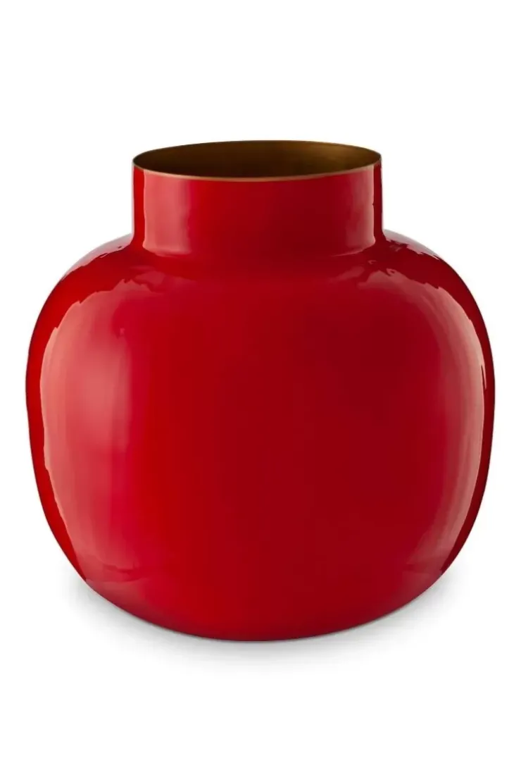 Grose Vasen|Pip Studio Runde Metall Vase 25 Cm Rot