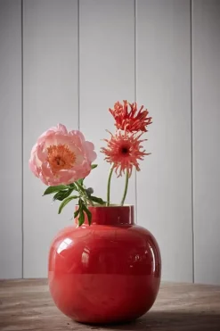 Grose Vasen|Pip Studio Runde Metall Vase 25 Cm Rot