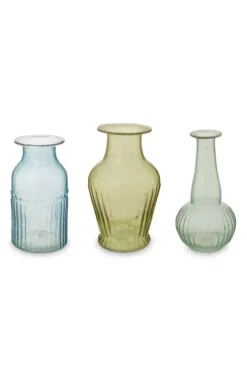 Sale Sets|Pip Studio Set/3 Vasen Glas S Grun
