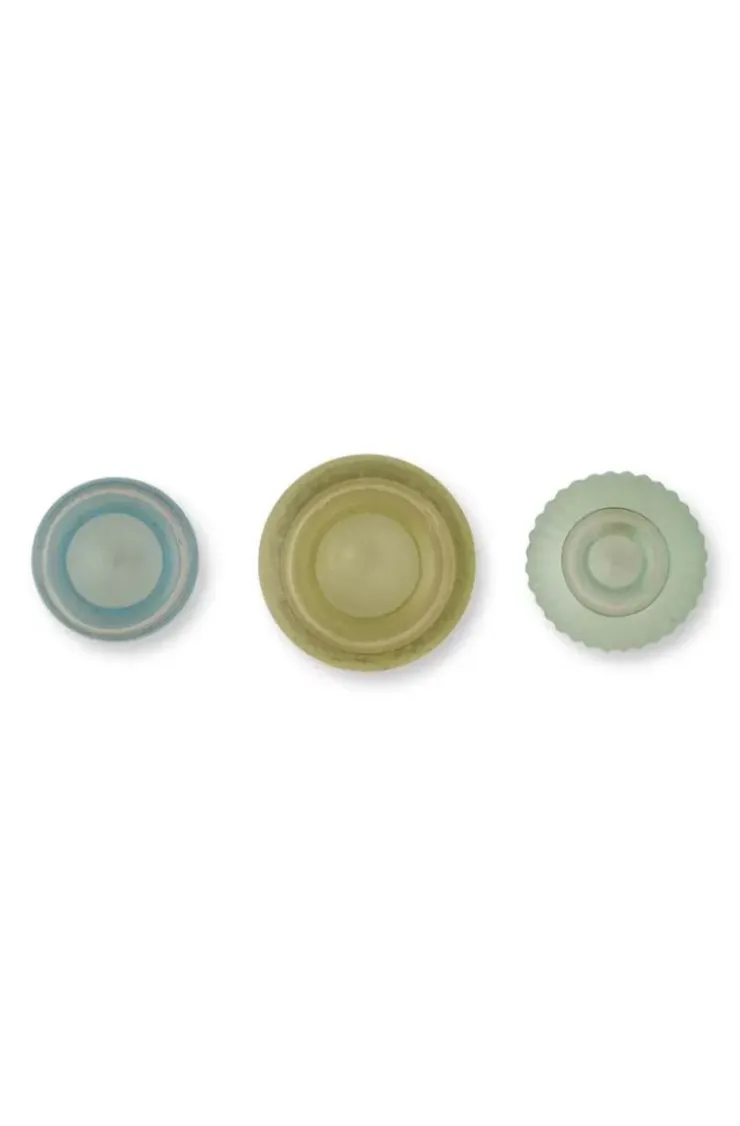 Sale Sets|Pip Studio Set/3 Vasen Glas S Grun