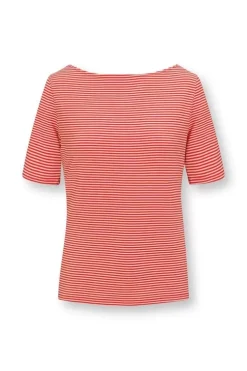 T-Shirts|Pip Studio Top Kurze Armel Little Sumo Stripe Koralle Rot