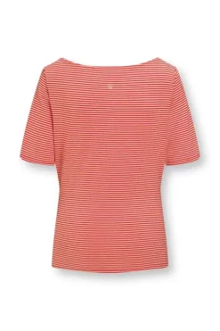 T-Shirts|Pip Studio Top Kurze Armel Little Sumo Stripe Koralle Rot