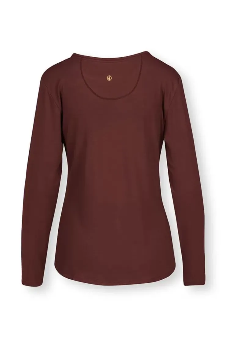 Tops Mit Langen Armeln|Pip Studio Top Lange Armel Solid Terra Rot