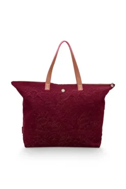 Wochenendtaschen|Pip Studio Tragetasche Samt Quiltey Days Rot
