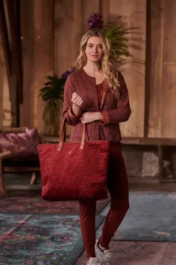 Wochenendtaschen|Pip Studio Tragetasche Samt Quiltey Days Rot