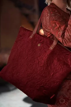 Wochenendtaschen|Pip Studio Tragetasche Samt Quiltey Days Rot