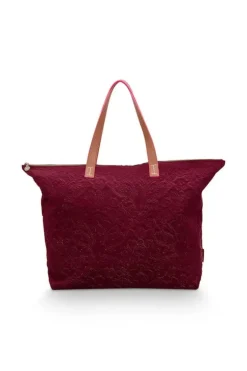 Wochenendtaschen|Pip Studio Tragetasche Samt Quiltey Days Rot