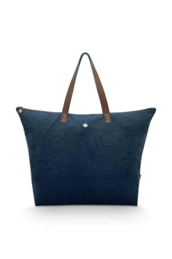 Wochenendtaschen|Pip Studio Tragetasche Samt Quiltey Days Blau