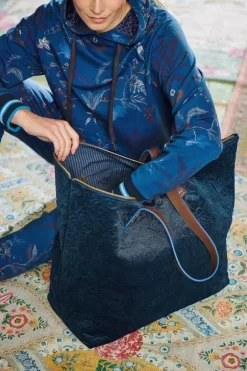 Wochenendtaschen|Pip Studio Tragetasche Samt Quiltey Days Blau