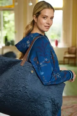 Wochenendtaschen|Pip Studio Tragetasche Samt Quiltey Days Blau