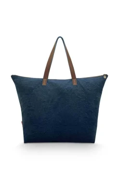 Wochenendtaschen|Pip Studio Tragetasche Samt Quiltey Days Blau