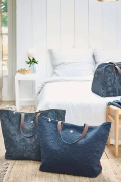 Wochenendtaschen|Pip Studio Tragetasche Samt Quiltey Days Blau