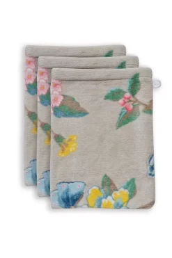 Waschlappen|Pip Studio Waschlappen Set/3 Good Evening 16X22 Cm Khaki