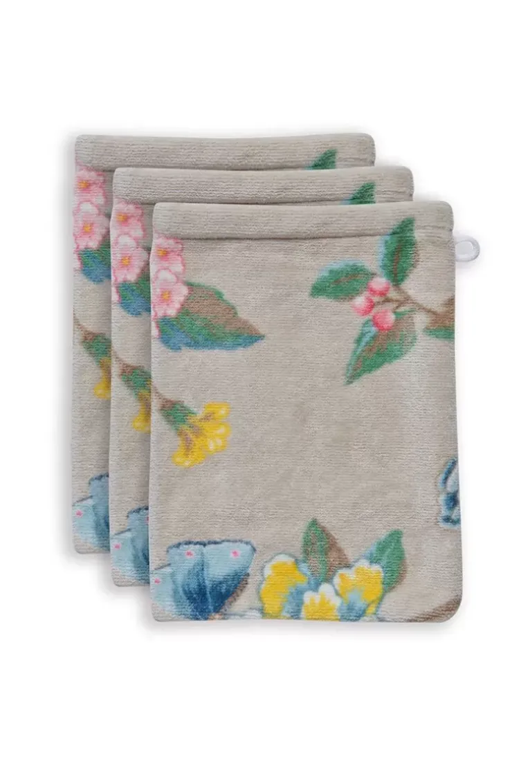 Waschlappen|Pip Studio Waschlappen Set/3 Good Evening 16X22 Cm Khaki