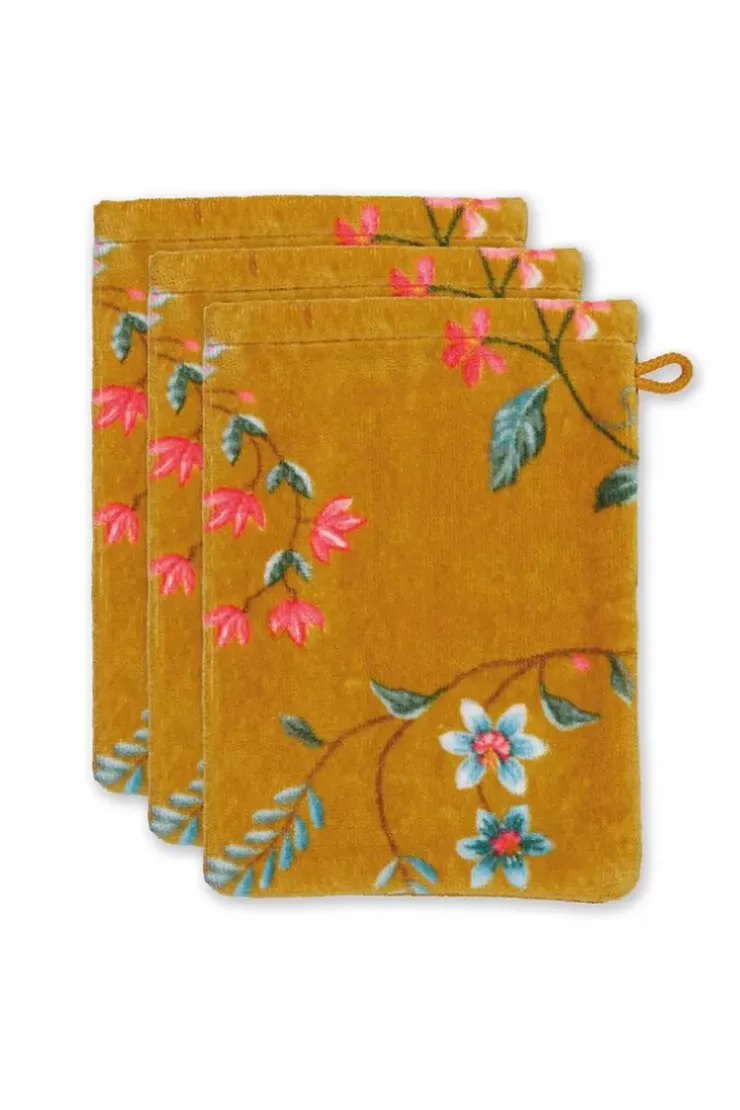 Waschlappen|Pip Studio Waschlappen Set/3 Les Fleurs 16X22 Cm Gelb