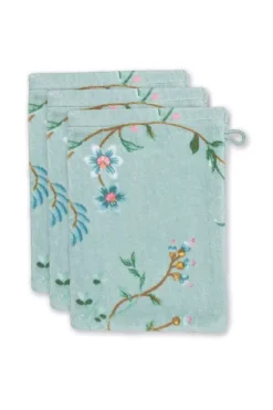 Waschlappen|Pip Studio Waschlappen Set/3 Les Fleurs 16X22 Cm Blau