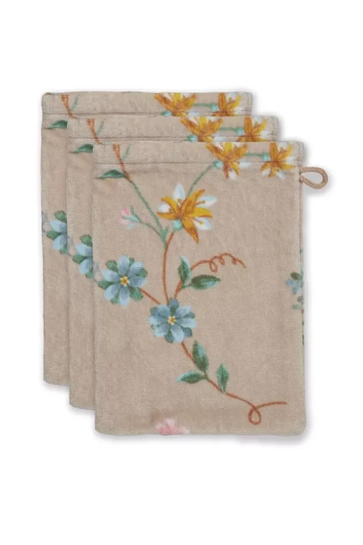 Waschlappen|Pip Studio Waschlappen Set/3 Les Fleurs 16X22 Cm Khaki