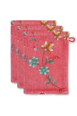 Waschlappen|Pip Studio Waschlappen Set/3 Les Fleurs 16X22 Cm Rosa