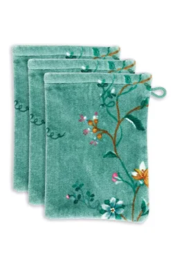 Waschlappen|Pip Studio Waschlappen Set/3 Les Fleurs 16X22 Cm Grun