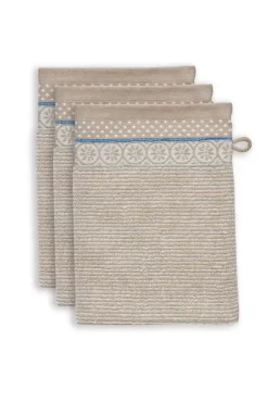 Waschlappen|Pip Studio Waschlappen Set/3 Soft Zellige 16X22 Cm Khaki