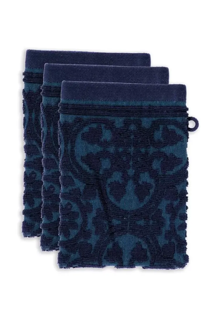 Waschlappen|Pip Studio Waschlappen Set/3 Tile De Pip Dunkel 16X22 Cm Blau