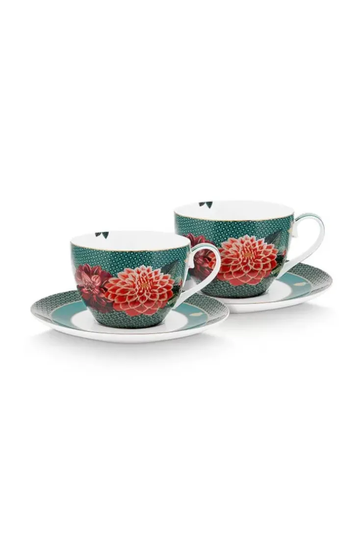 Porzellan Sets|Pip Studio Winter Wonderland Set/2 Cappuccino Tasse & Untertasse Grun