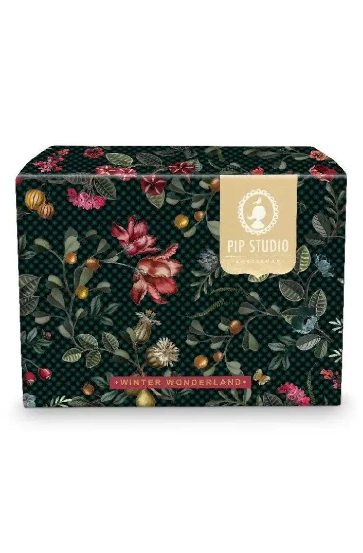 Tasse & Untertasse|Pip Studio Winter Wonderland Set/2 Espresso Tassen & Untertassen Dunkelblau