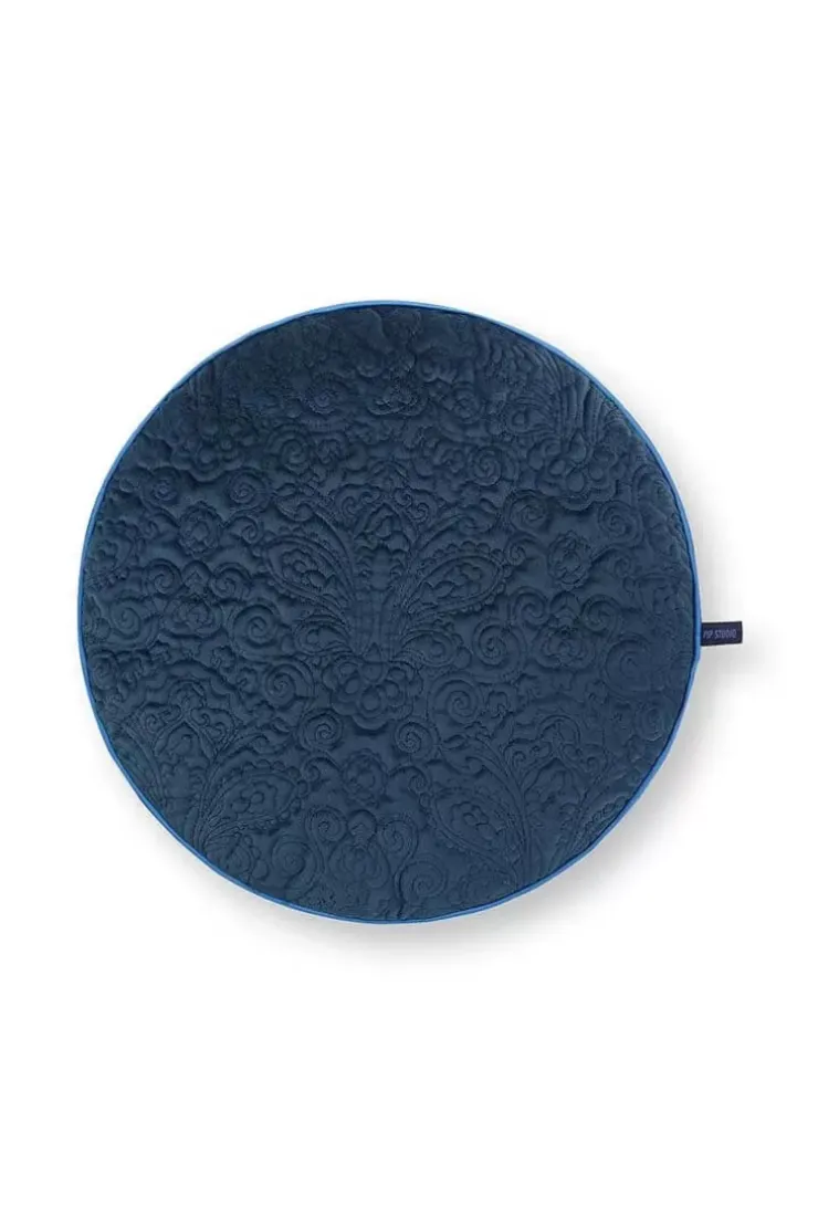Zierkissen|Pip Studio Zierkissen Rund Quiltey Days Dunkel Blau