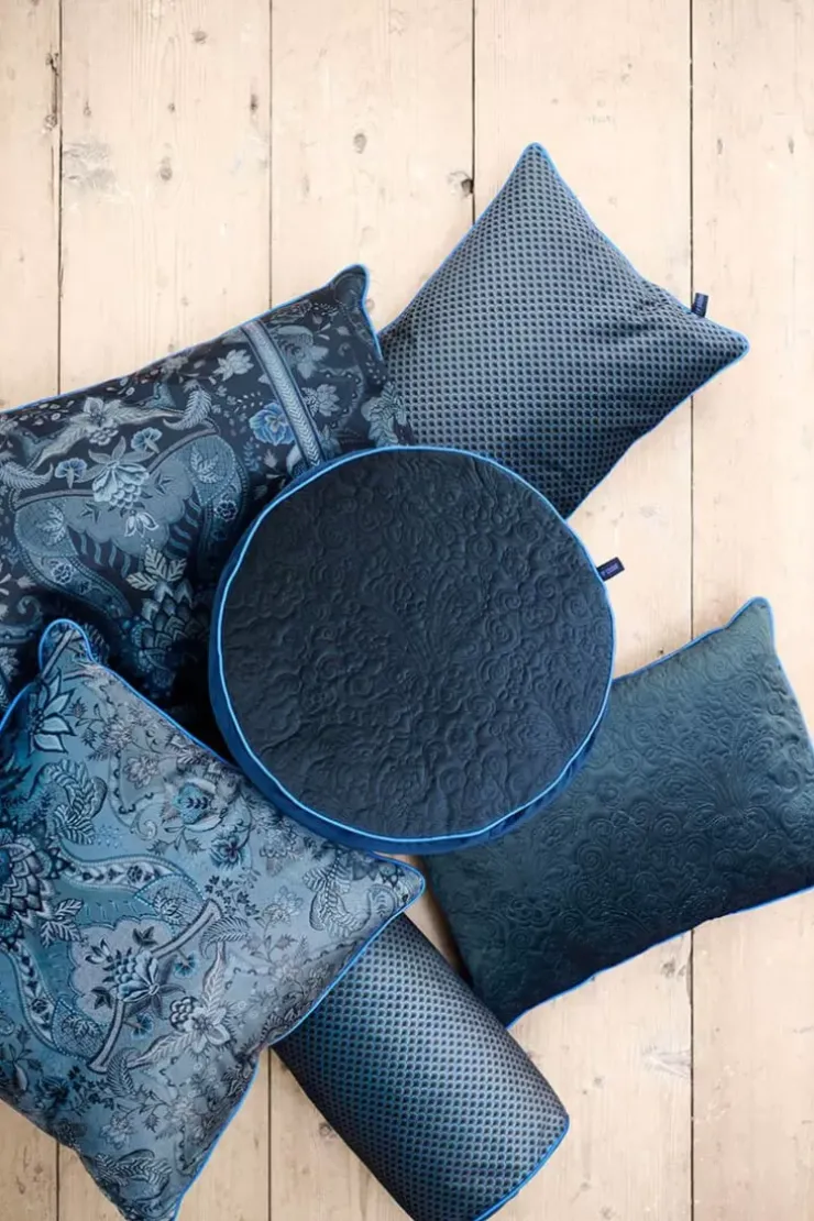 Zierkissen|Pip Studio Zierkissen Rund Quiltey Days Dunkel Blau